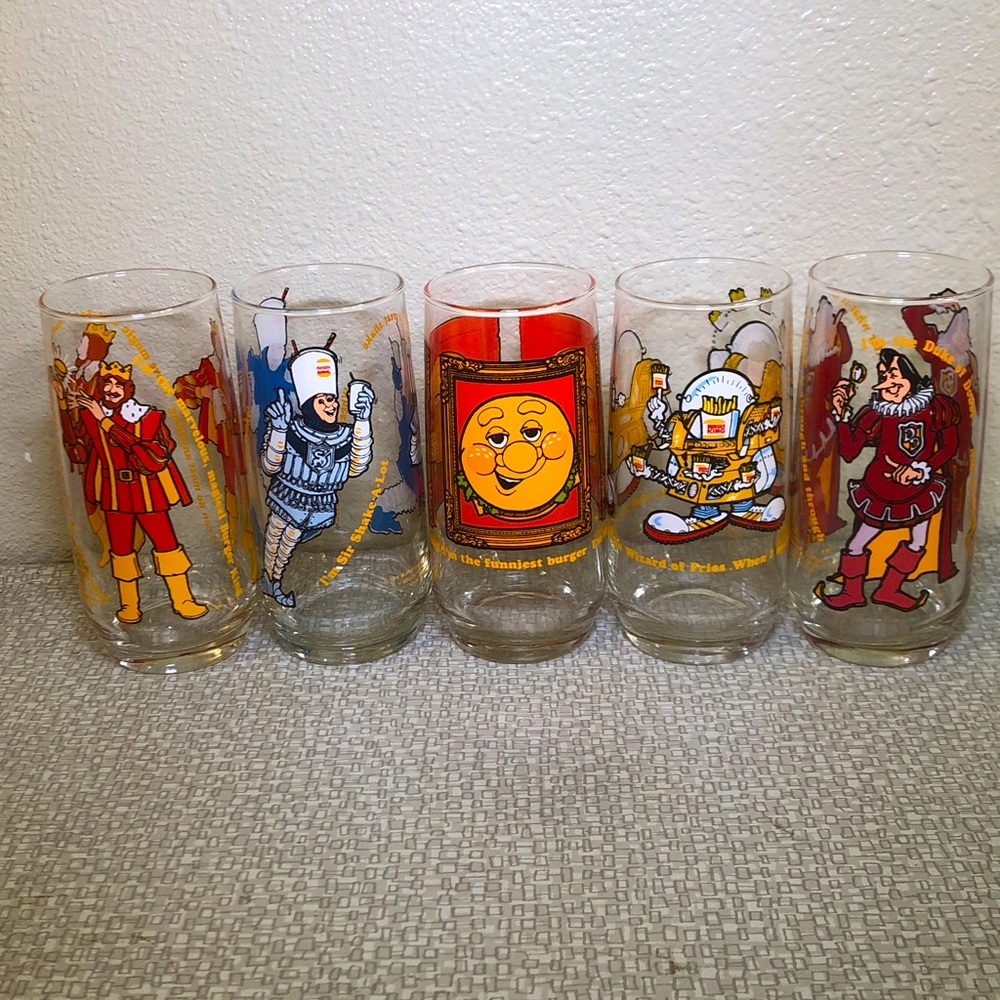 1979 Vintage Burger King Set of 5 Drinking Glasses